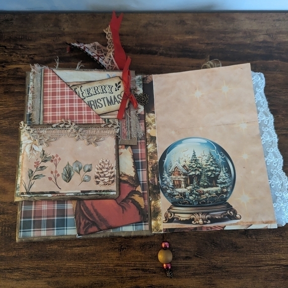 🌻Christmas Rustic Junk Journal-Handmade- Recycled Material-Snowman- Primitive - Picture 3 of 12